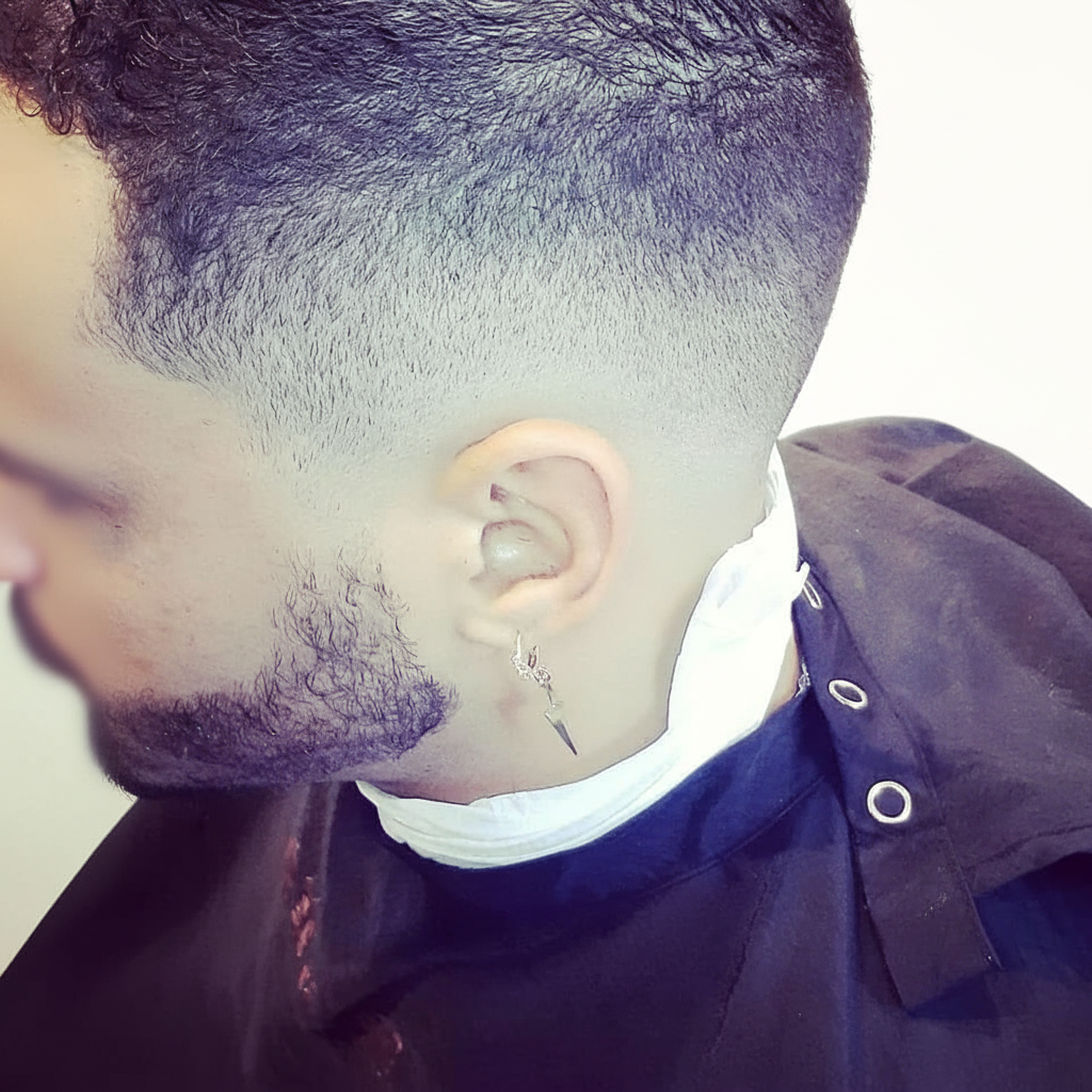Foil shave finish — close electric shave at Studio 940 Decatur TX