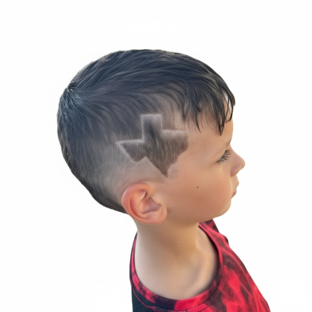 Star pattern fade haircut — creative design cut at Studio 940